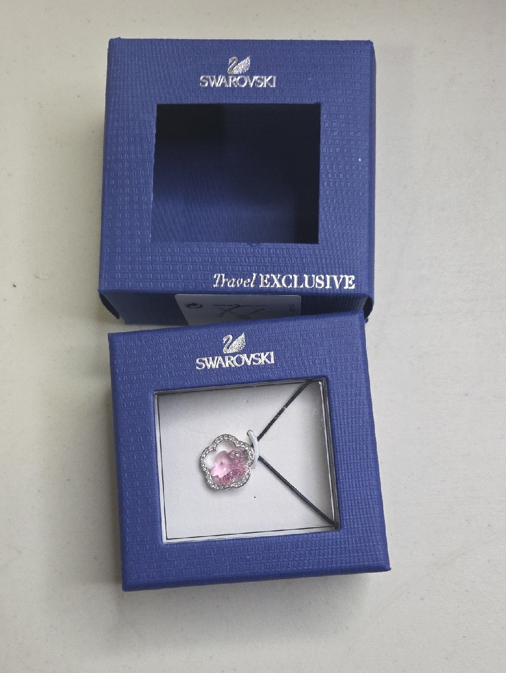 Swarovski Silver-Tone Necklace with Pink Crystal Flower Pendant